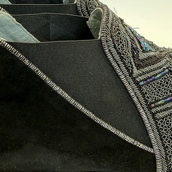 Meher Kakalia Embellished Beaded Black Suede Ankle Boots Size 37 - Picture 7 of 16